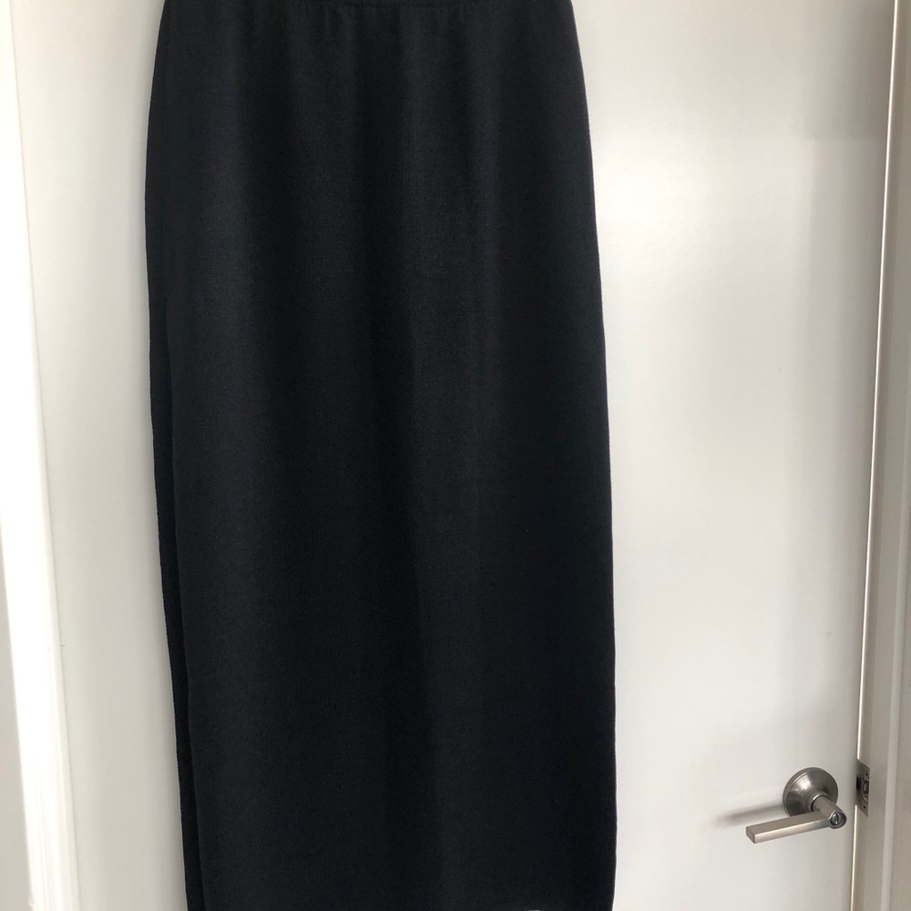 St John’s maxi knitted skirt with side slit.$180